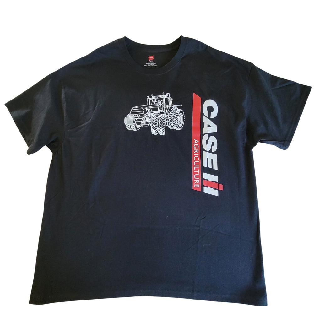 Hanes Case IH Agriculture T-Shirt Mens 2XL Black Tractor Graphic Cotton Tee‎